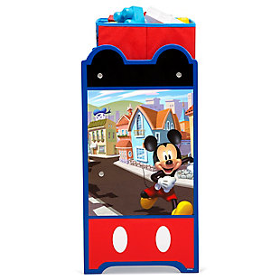 This Disney Mickey Mouse 6-Bin Design and Store Toy Organizer by Delta Children will keep your child's space cute and clean. Designed for little kids with big imaginations, this cool toy storage bin features colorful graphics of Mickey, plus it comes with reusable vinyl cling stickers that allow your child to decorate the sides themselves. The stickers feature kids’ favorite characters that encourage kids to create magical scenes on the sides of the bin. Supported by a sturdy frame, this practical storage piece features six fabric toy bins in three different sizes to stow a ton of toys. A great option for any room, the Mickey Mouse 6-Bin Design and Store Toy Organizer will make cleaning up fun.Made of pine wood, engineered wood and metal | 6 fabric bins (1 large, 2 medium and 3 small); reusable vinyl cling stickers | Recommended for ages 3+ | Assembly required | Meets or exceeds all safety standards set by the cpsc | For any questions regarding delta children products, please contact consumersupport@deltachildren.com monday to friday, 8:30 a.m. To 6 p.m. (est)