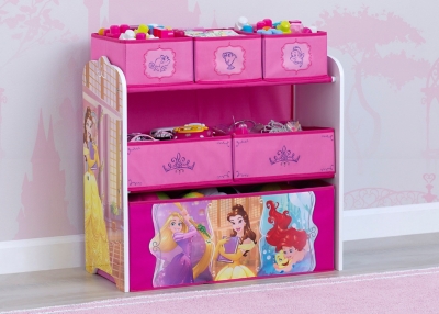 Delta Children Disney Princess 6 Bin Design And Store Toy Organizer, , large