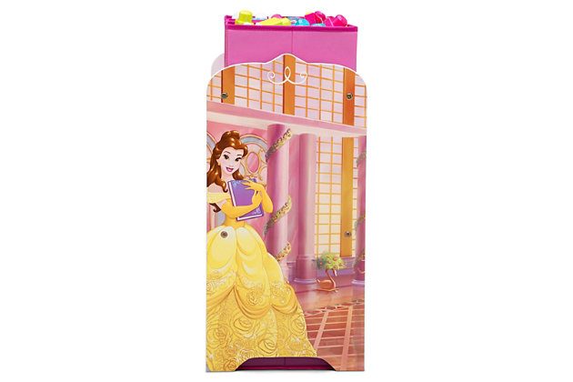 This Disney Princess 6-Bin Design and Store Toy Organizer by Delta Children will keep your child's castle cute and clean. Designed for little kids with big imaginations, this cool toy storage bin features colorful graphics of Cinderella, Belle, Ariel and Rapunzel, plus it comes with reusable vinyl cling stickers that allow your child to decorate the sides themselves. The stickers feature memorable characters and objects from Cinderella and Beauty and the Beast that encourage kids to create magical scenes on the sides of the bin. Supported by a sturdy frame, this practical storage piece features six fabric toy bins in three different sizes to stow a ton of toys. A great option for any room, the Disney Princess 6-Bin Design and Store Toy Organizer will make cleaning up a royal adventure each and every day.Made of pine wood, engineered wood and metal | 6 fabric bins (1 large, 2 medium and 3 small); reusable vinyl cling stickers | Recommended for ages 3+ | Assembly required | Meets or exceeds all safety standards set by the cpsc | For any questions regarding delta children products, please contact consumersupport@deltachildren.com monday to friday, 8:30 a.m. To 6 p.m. (est)