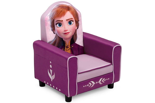 Your little one will enjoy quality time with their favorite princess, Anna, while relaxing in this Disney Frozen II Anna Figural Upholstered Chair by Delta Children. A throne made for royalty, this kids’ chair features plush fabrics and detailed graphics of Anna. The chair is the perfect addition to any room that needs a touch of cool character.Made of pine wood, metal and foam | Polyester upholstery | Recommended for ages 3+ | Holds up to 100 pounds | Assembly required | Meets or exceeds all safety standards set by the cpsc | For any questions regarding delta children products, please contact consumersupport@deltachildren.com monday to friday, 8:30 a.m. To 6 p.m. (est)