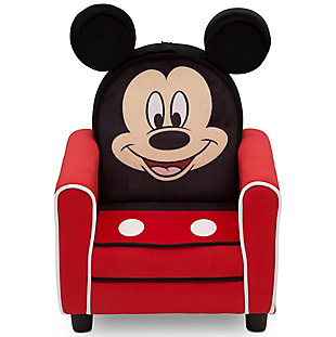 Let your little one express their love for their favorite mouse with this Disney Mickey Mouse Figural Upholstered Kids Chair from Delta Children. Designed to resemble Disney's original icon, this cozy chair for kids features plush fabrics, detailed graphics and Mickey's signature ears. The chair's timeless design makes it ideal for your Mouseketeer's Clubhouse or bedroom. Oh boy!Made of pine wood, metal and foam | Polyester upholstery | Recommended for ages 3+ | Holds up to 100 pounds | Assembly required | Meets or exceeds all safety standards set by the cpsc | For any questions regarding delta children products, please contact consumersupport@deltachildren.com monday to friday, 8:30 a.m. To 6 p.m. (est)