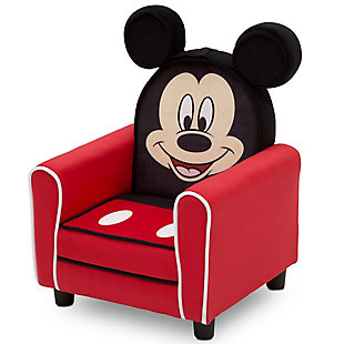 Let your little one express their love for their favorite mouse with this Disney Mickey Mouse Figural Upholstered Kids Chair from Delta Children. Designed to resemble Disney's original icon, this cozy chair for kids features plush fabrics, detailed graphics and Mickey's signature ears. The chair's timeless design makes it ideal for your Mouseketeer's Clubhouse or bedroom. Oh boy!Made of pine wood, metal and foam | Polyester upholstery | Recommended for ages 3+ | Holds up to 100 pounds | Assembly required | Meets or exceeds all safety standards set by the cpsc | For any questions regarding delta children products, please contact consumersupport@deltachildren.com monday to friday, 8:30 a.m. To 6 p.m. (est)