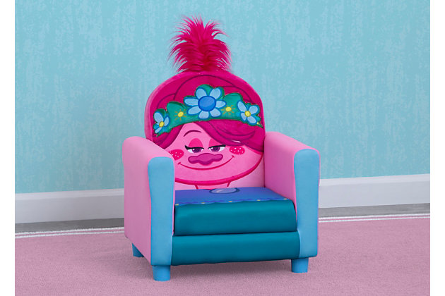 This Trolls World Tour Figural Upholstered Chair by Delta Children is all about the hair! Designed to resemble Poppy, the eternally optimistic troll, this cozy chair for kids features a durable wood frame, padded seat, plush flower crown and 3D hair. It’s a totally hair-raising option for your favorite Trolls fan.Made of pine wood, metal and foam | Polyester upholstery | Recommended for ages 3+ | Holds up to 100 pounds | Assembly required | Meets or exceeds all safety standards set by the cpsc | For any questions regarding delta children products, please contact consumersupport@deltachildren.com monday to friday, 8:30 a.m. To 6 p.m. (est)