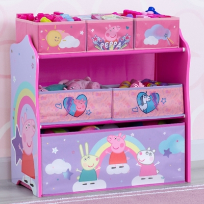 Delta Children Peppa Pig 6 Bin Design And Store Toy Organizer, , large