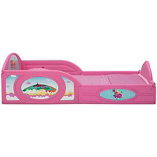 This Trolls World Tour Plastic Sleep and Play Toddler Bed by Delta Children hits all the right notes. Featuring hair-raising 3D accents paired with colorful decals of Poppy and Branch, this kids’ toddler bed will inspire Troll-ific dreams. The bed’s low mattress height and built-in guardrails make it the best option for your child’s first big-kid bed, giving the independence they crave while keeping them safe throughout the night. And that’s not all, the bed’s versatile plastic frame can also be used as a play enclosure or a ball pit (play balls not included). Get this toddler bed today and bring home the magic of Trolls.Made of plastic | Attached guardrails | Fits standard crib mattress (sold separately) | Recommended for ages 15 months+ | Holds up to 50 pounds | Assembly required | Jpma certified to meet or exceed all safety standards set by the cpsc & astm | For any questions regarding delta children products, please contact consumersupport@deltachildren.com monday to friday, 8:30 a.m. To 6 p.m. (est)