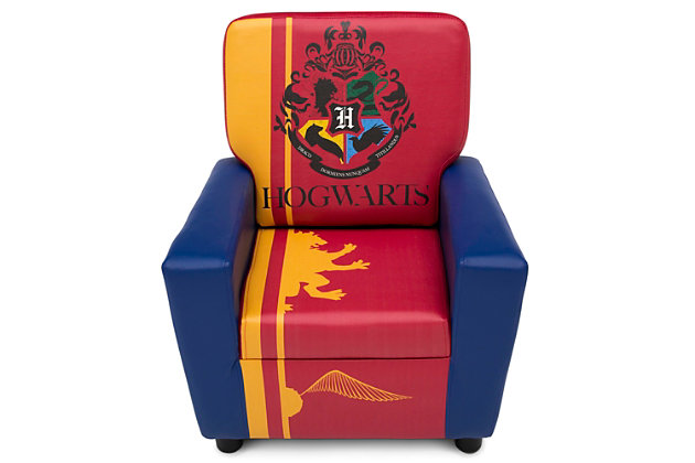 Expecto Patronum! Conjure up some coziness with this Harry Potter High Back Upholstered Chair by Delta Children. Featuring the crests of the four Hogwarts houses; Gryffindor, Ravenclaw, Slytherin and Hufflepuff, this magical kids’ chair will cast a stylish spell on any space—no matter which house the sorting hat selected for you. The chair’s high, supportive back, plush padding and easy-to-clean faux leather upholstery (that repels everything from Butterbeer to Flavour Beans) makes it the perfect place for wizards, witches and Muggles alike to snuggle up and enjoy their favorite Harry Potter book.Made of pine wood, metal and foam | Faux leather polyester upholstery | Recommended for ages 3+ | Holds up to 100 pounds | Assembly required | Cleans easily with soap and water | Meets or exceeds all safety standards set by the cpsc | For any questions regarding delta children products, please contact consumersupport@deltachildren.com monday to friday, 8:30 a.m. To 6 p.m. (est)