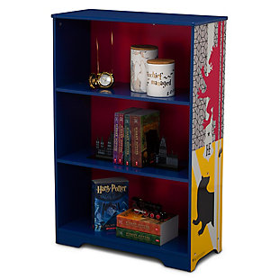 Showcase your love for the Wizarding World of Harry Potter with this Harry Potter Deluxe 3-Shelf Bookcase by Delta Children. The ideal bookshelf for Wizards, Witches and Muggles alike, its three spacious shelves allow your child to create their very own Hogwarts library at home. Featuring colorful artwork of all the Hogwarts Houses—Gryffindor, Slytherin, Ravenclaw and Hufflepuff—this spellbinding storage piece made of sturdy wood lets you show off favorite characters, icons and House pride.Made of pine wood, engineered wood and metal | 3 open shelves | Recommended for ages 3+ | Easy assembly | For any questions regarding delta children products, please contact consumersupport@deltachildren.com monday to friday, 8:30 a.m. To 6 p.m. (est)