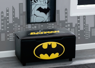 Delta Children Dc Comics Batman Upholstered Storage Bench For Kids, , large