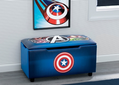 Delta Children Marvel Avengers Upholstered Storage Bench For Kids, , large