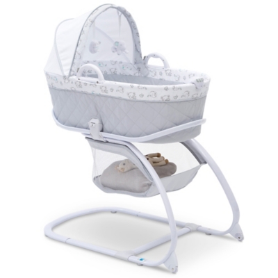 Delta Children Deluxe Moses Bassinet, Light Gray/White, large