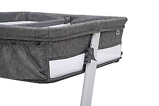 Keep your newborn twins close with the Simmons Kids By the Bed Twin City Sleeper Bassinet. The bassinet’s modern z-shaped frame is outfitted with wheels, so you can easily slide the base under your bed giving your babies a safe, separate sleep space that’s still close to you (and each other!). Perfect for all mothers (especially those who are breast feeding or recovering from C-sections), this bassinet’s sturdy, adjustable base with five height levels fits next to almost any bed, keeping your baby at eye level, so you can easily soothe and tend to them during their first few months. Mesh sides provide a clear view and help with airflow. For your ease, storage pockets provide space for burp clothes, small toys or pacifiers. The twin bedside sleeper of your dreams, the Simmons Kids By the Bed Twin City Sleeper Bassinet allows you to feel close and connected to your little ones in the safest way possible. Made of plastic, metal and polyester | Slim base with wheels easily slides under your bed, sofa or chair | Includes machine-washable fitted sheet and 1" water-resistant pad | 5 adjustable heights allow you to pick the setting that works best wherever you are | Large storage pockets | Mesh sides provide a clear view and help with airflow | Mesh wall provides a separate sleep space for each baby | Recommended for ages 0-5 months (stop use once your infant can push up on their hands and knees) | Assembly required | Jpma certified to meet or exceed all safety standards set by the cpsc & astm | For any questions regarding delta children products, please contact consumersupport@deltachildren.com monday to friday, 8:30 a.m. To 6 p.m. (est)