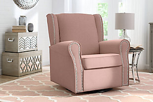 Give your stylish nursery a worthy throne with the on-trend Middleton Nursery Glider Swivel Rocker Chair from Delta Children. Fully upholstered for supreme comfort, this cozy chair with a gentle swivel and glide motion is the perfect backdrop to feed, soothe or bond with baby. Curved arms soften the look, while a sturdy frame with durable steel mechanisms ensures quiet movement and stability. Finished with brushed nickel-tone nail head trim, the Middleton Nursery Glider Swivel Rocker Chair from Delta Children adds a touch of opulence to any space.Made of wood, engineered wood and steel | Durable steel glide, rock and swivel mechanism | Easy-to-clean upholstery | Brushed nickel-tone nailhead trim | Loose seat cushion | Assembly required | For any questions regarding delta children products, please contact consumersupport@deltachildren.com monday to friday, 8:30 a.m. To 6 p.m. (est)