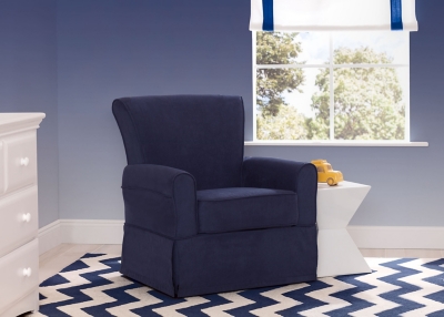 Delta Children Benbridge Glider Swivel Rocker Chair, Navy Blue