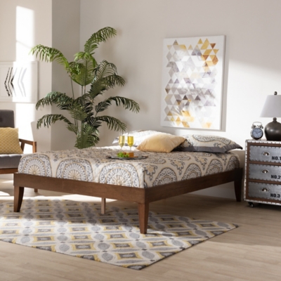 Lucina Mid-Century Platform Bed Frame, Brown