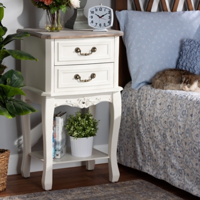 B600001305 Baxton Studio Amalie Country Cottage 2-Drawer Nigh sku B600001305