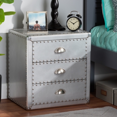 Gray deals metal nightstand