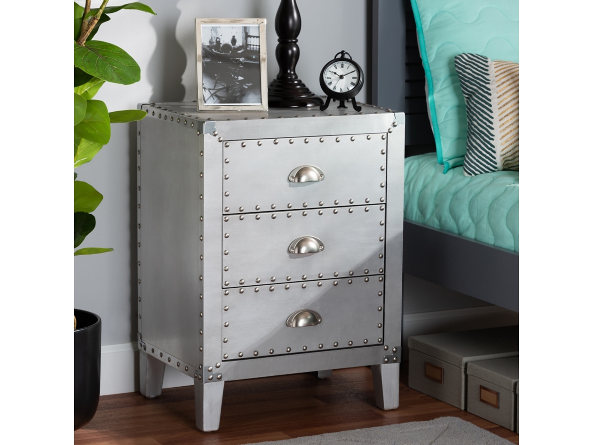 Claude Metal 3 Drawer Nightstand