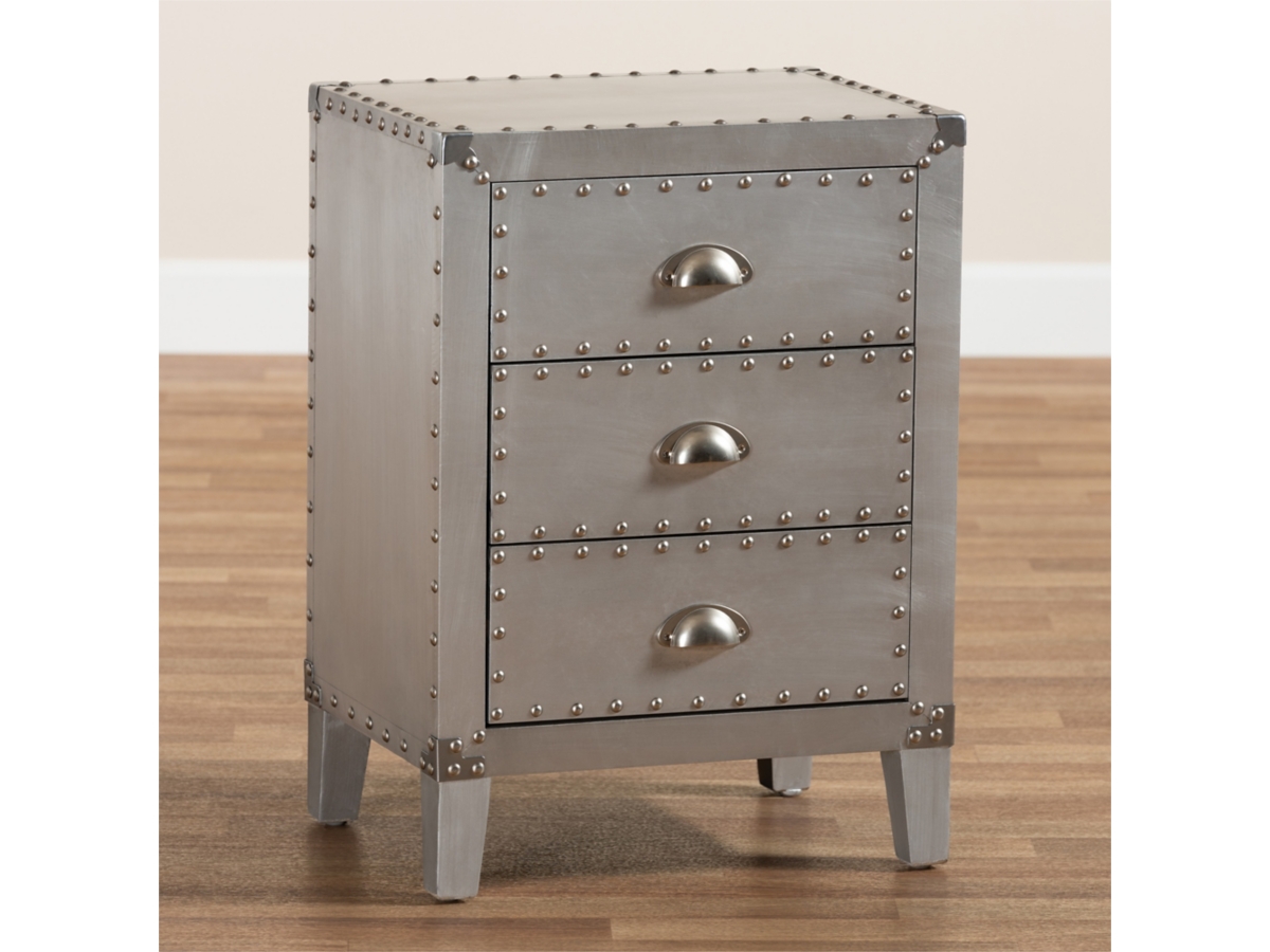 Claude Metal 3 Drawer Nightstand