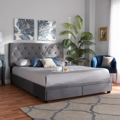 B600001333 Caronia Upholstered Platform Storage Bed, Gray sku B600001333