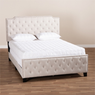 Marion Upholstered Button Tufted Queen Panel Bed - Thumbnail 4