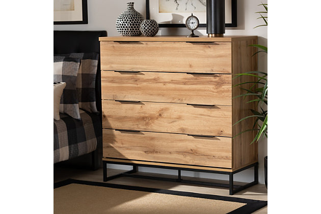 Reid Industrial Oak Wood And Metal 4, Metal Dresser Furniture