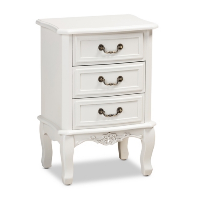 Baxton Studio Gabrielle French Country Provincial 3-Drawer Nightstand, , large