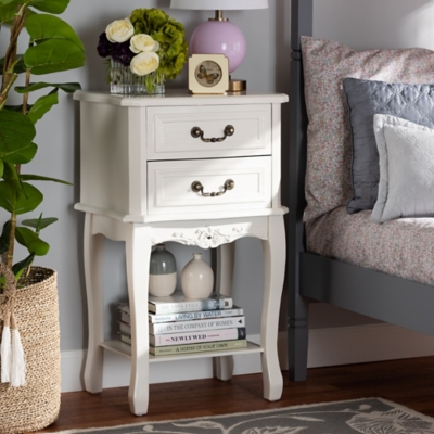 Baxton Studio Gabrielle French Country 2-Drawer Wood Nightstand, , rollover