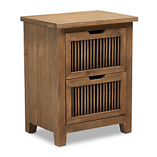Baxton Studio Clement Oak 2-Drawer Wood Spindle Nightstand, , large