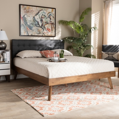 Devan Mid Century Upholstered Wood Queen Platform Bed Ashley