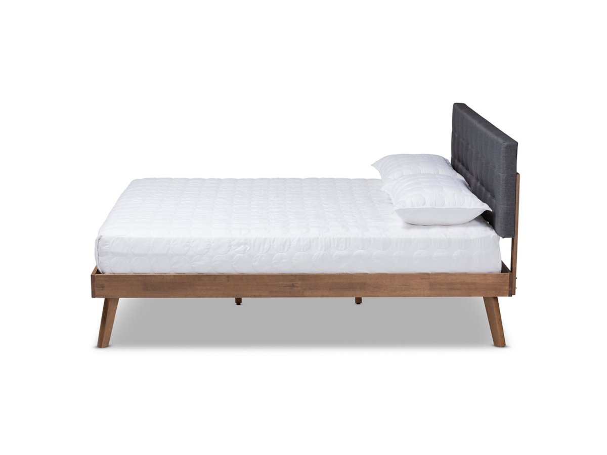 Devan Mid Century Upholstered Wood Queen Platform Bed Ashley