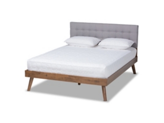 Baxton Studio Alke Mid Century Upholstered Wood Platform Bed Ashley