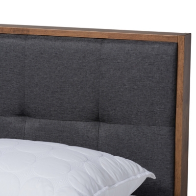Baxton Studio Alke Mid-Century Upholstered Wood Platform Bed