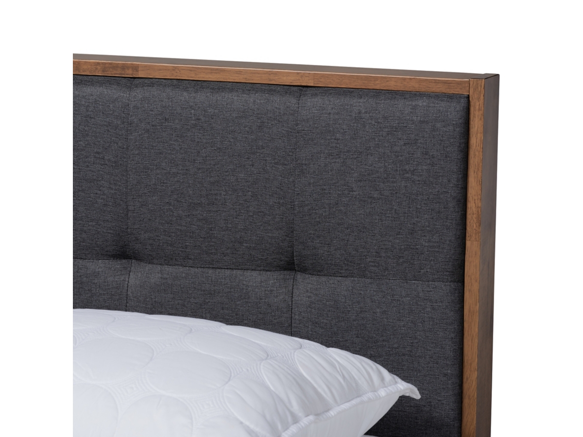 Baxton Studio Alke Mid Century Upholstered Wood Platform Bed Ashley