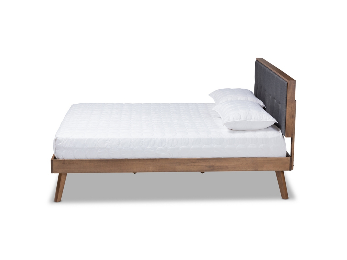 Baxton Studio Alke Mid Century Upholstered Wood Platform Bed Ashley