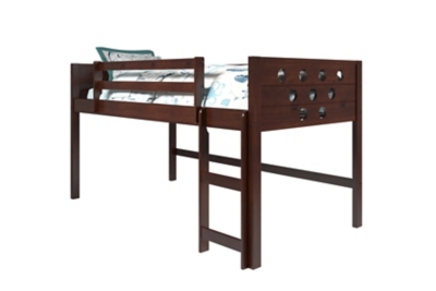 Kids Twin Low Loft Bed with Tent, Blue, large