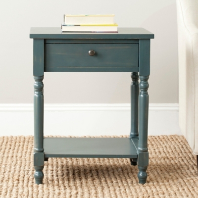 Safavieh Tami Night Stand with Storage, Steel Teal, large