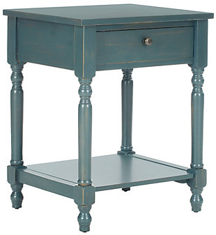 Safavieh Tami Night Stand with Storage, Steel Teal, large