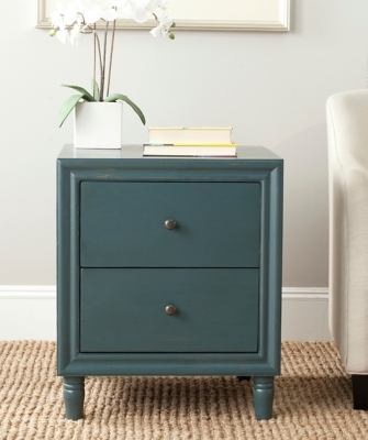 Safavieh Blaise Night Stand with Storage, Steel Teal, large
