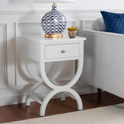 Safavieh Maxine Night Stand with Storage, Shady White, large