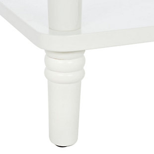 Add a touch of vintage charm with this end table. Bringing just the right amount of storage and country style to the bedroom, living room or even a home office with its clean lines and refined sculptured legs, this table is a pleasant addition to your farmhouse or country cottage aesthetic.Made of poplar wood and zinc | Off-white lacquer finish | Single drawer | Zinc alloy hardware | Fixed lower shelf | Assembly required