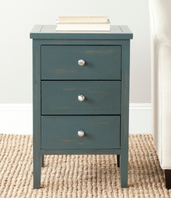 Safavieh Deniz Night Stand with Storage, Steel Teal, large