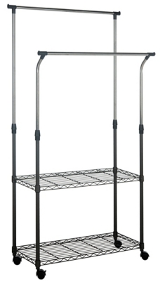 Safavieh Giorgio Chrome Wire Double Rod Clothes Rack, , large