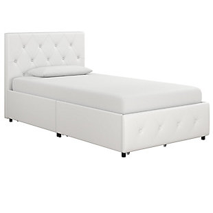 DHP Atwater Living Dana Twin Upholstered Bed with Storage, White, large