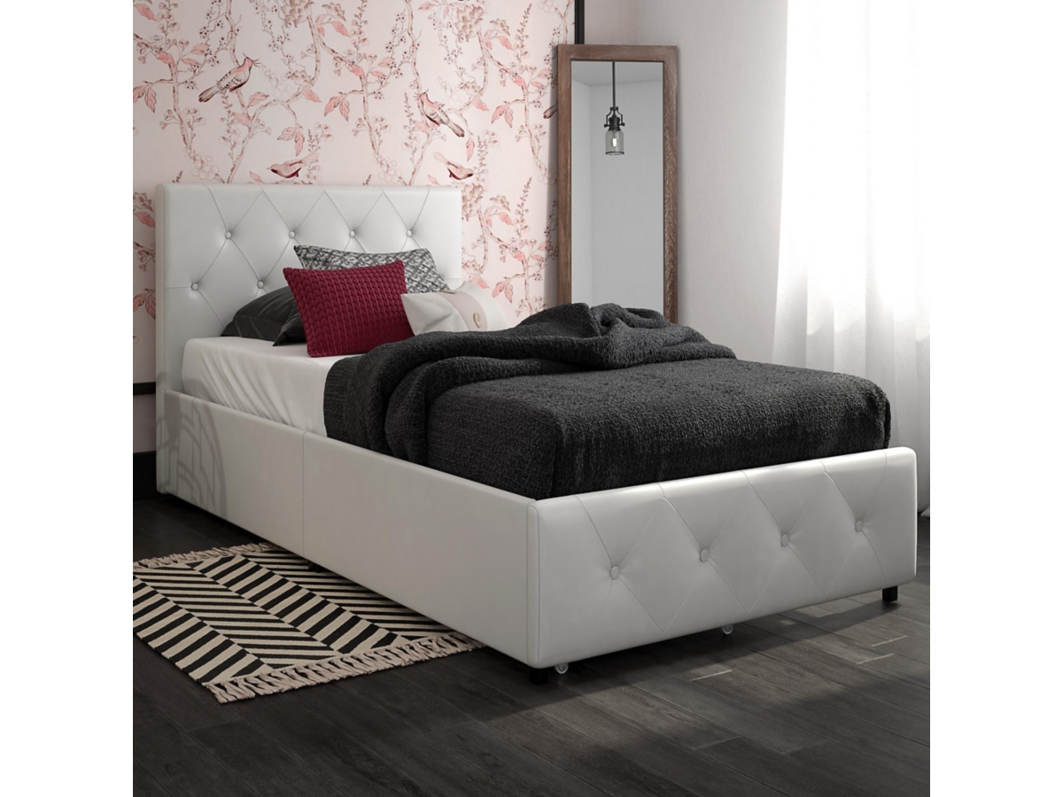 あ*お様 Bayou Allewie Twin Platform Bed with Upholstered Button Tufted