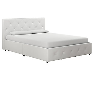 DHP Atwater Living Dana Full Upholstered Bed with Storage, White, large