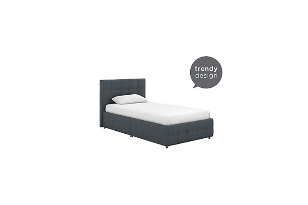 Aer Living Ryder Twin Upholstered, Black Upholstered Twin Bed With Storage
