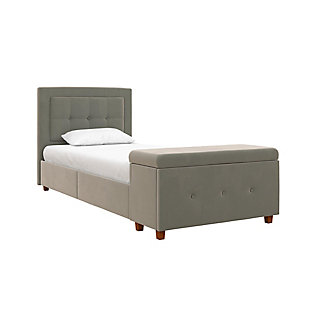 DHP Atwater Living Damia Twin Upholstered Bed with Storage Chest, Gray, large