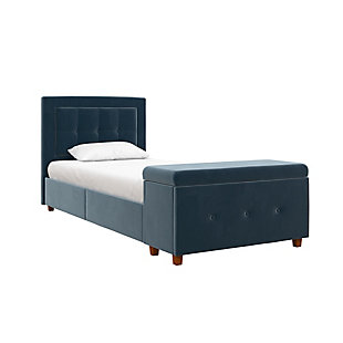DHP Atwater Living Damia Twin Upholstered Bed with Storage Chest, Blue, large