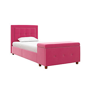 DHP Atwater Living Damia Twin Upholstered Bed with Storage Chest, Pink, large