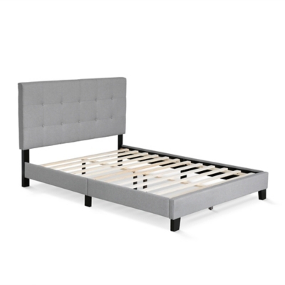 Furinno Furinno Full Laval Button Tufted Bed Frame, Gray, grid